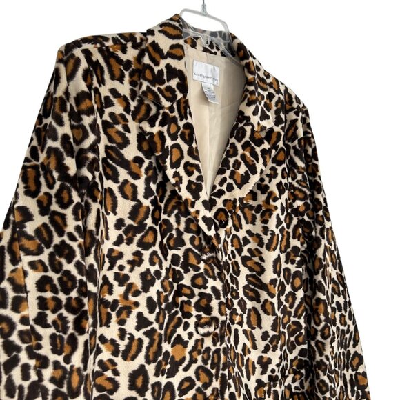 Susan Graver Womens 2X Leopard Print Blazer Plush Soft Faux Fur Pockets Button - Picture 12 of 16